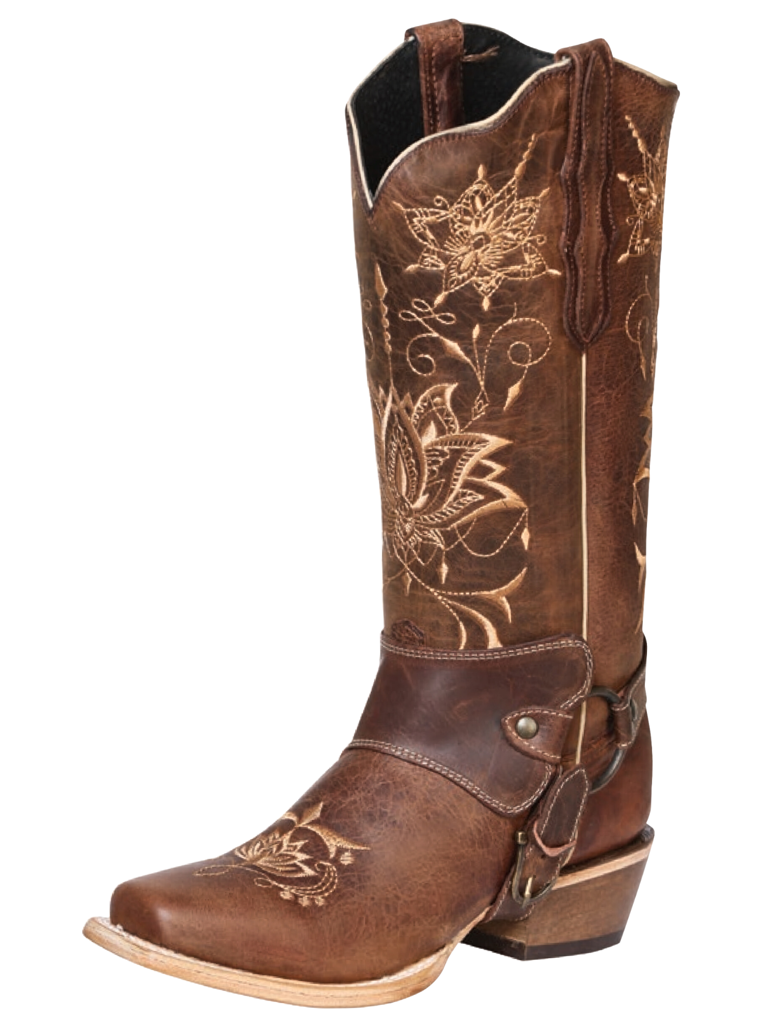 WOMENS COWGIRL Cowboy Square Toe Leather Western Embroidered BOOTS 