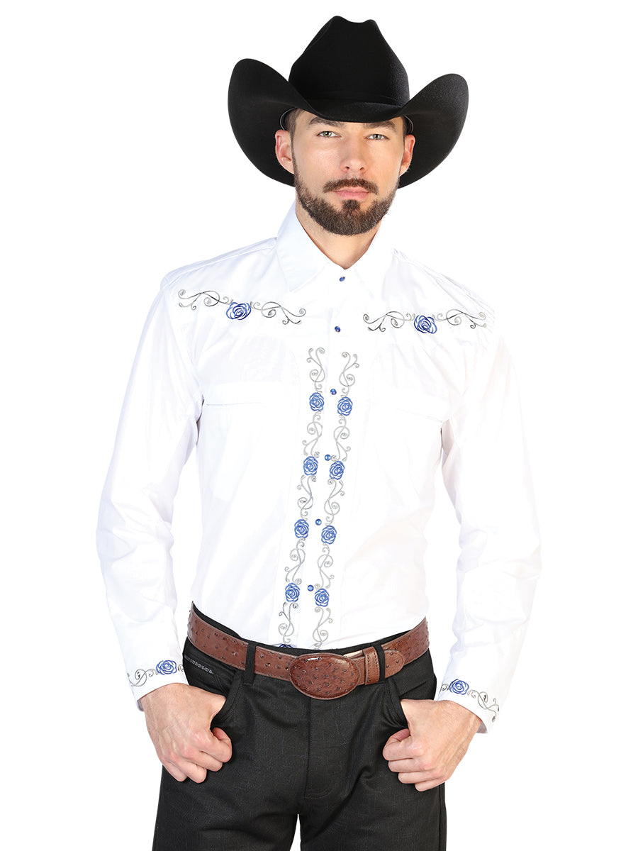 El General Embroidery Western Shirt White/Blue 42938 CABALLERO / M El General Embroidery Western Shirt White/Blue 42938 CABALLERO / M