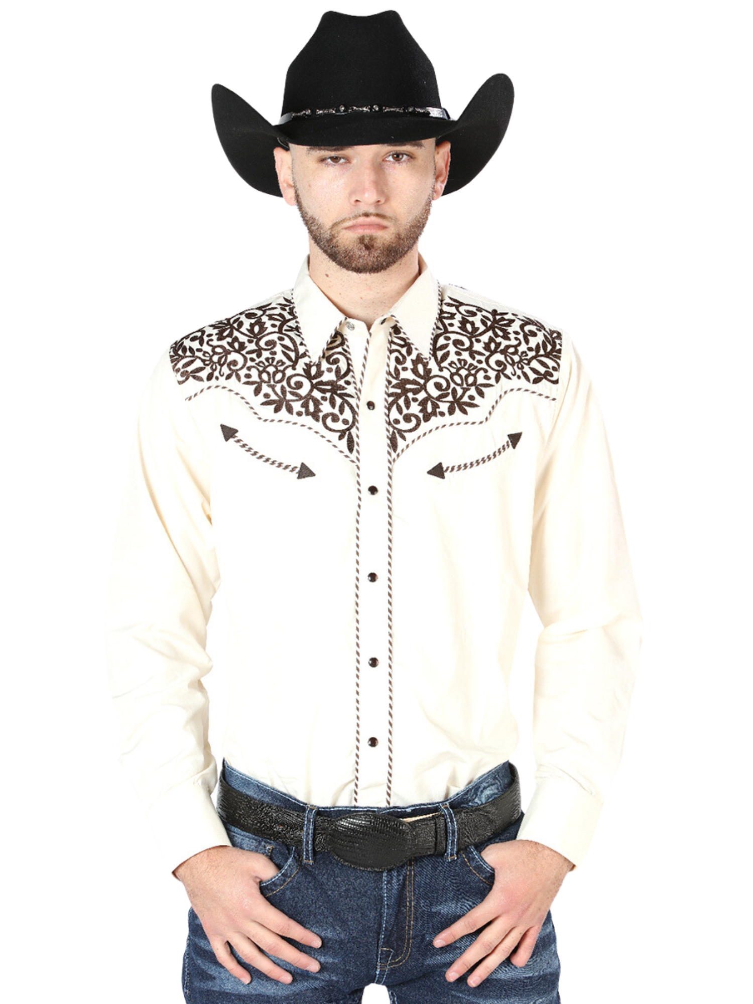 El General Embroidery Western Shirt Beige/Black 44193 CABALLERO / M El General Embroidery Western Shirt Beige/Black 44193 CABALLERO / M