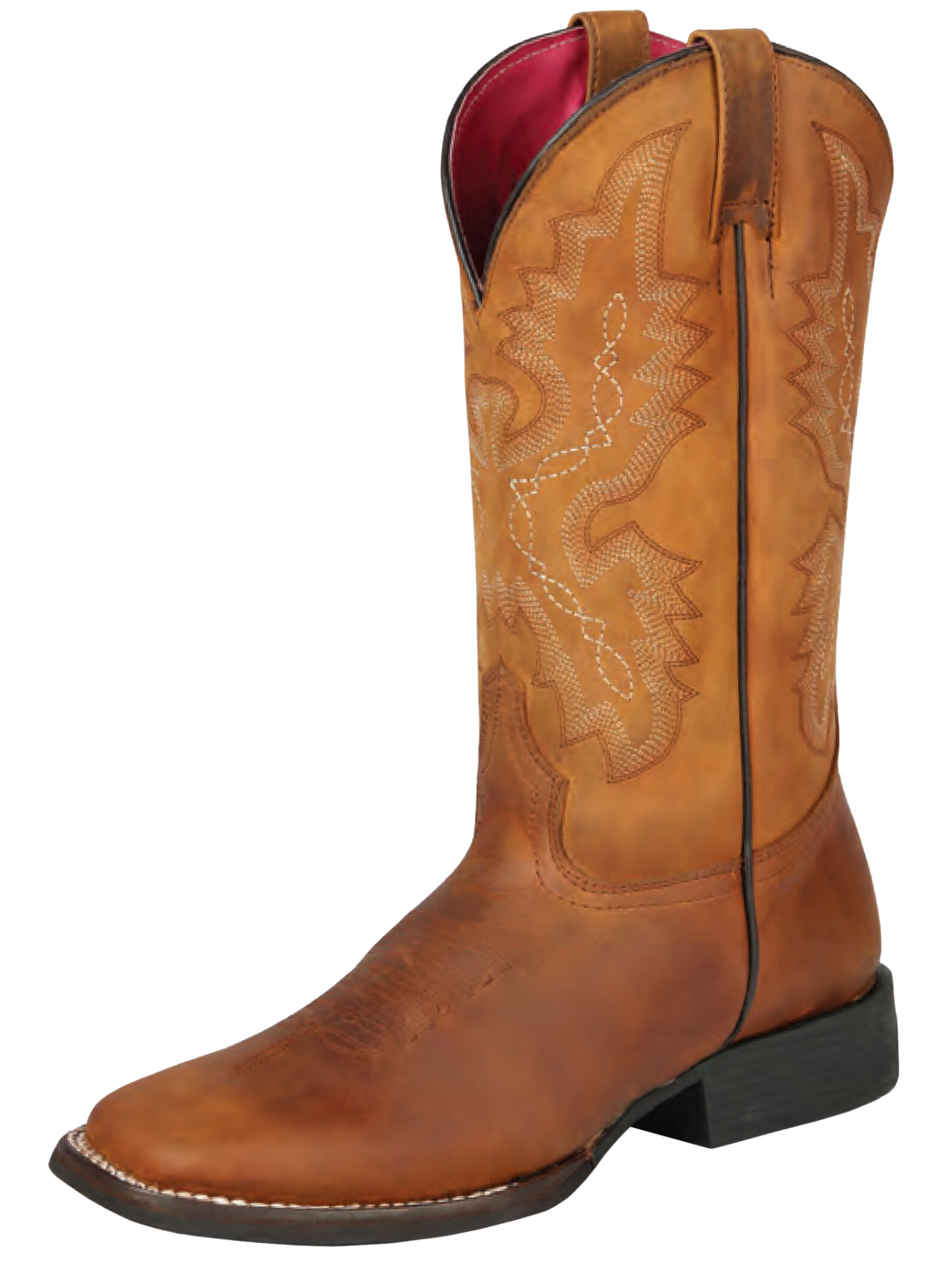 Botas Vaqueras Rodeo Clasicas de Piel Genuina para Mujer 'El General' - ID: 44651 Botas Rodeo Piel Genuina El General Cognac