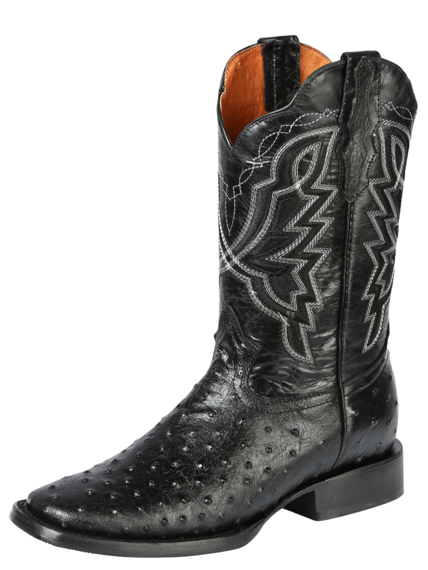 Botas Vaqueras Rodeo Imitacion de Avestruz Grabado en Piel Vacuno para Hombre 'El General' ID: 44673