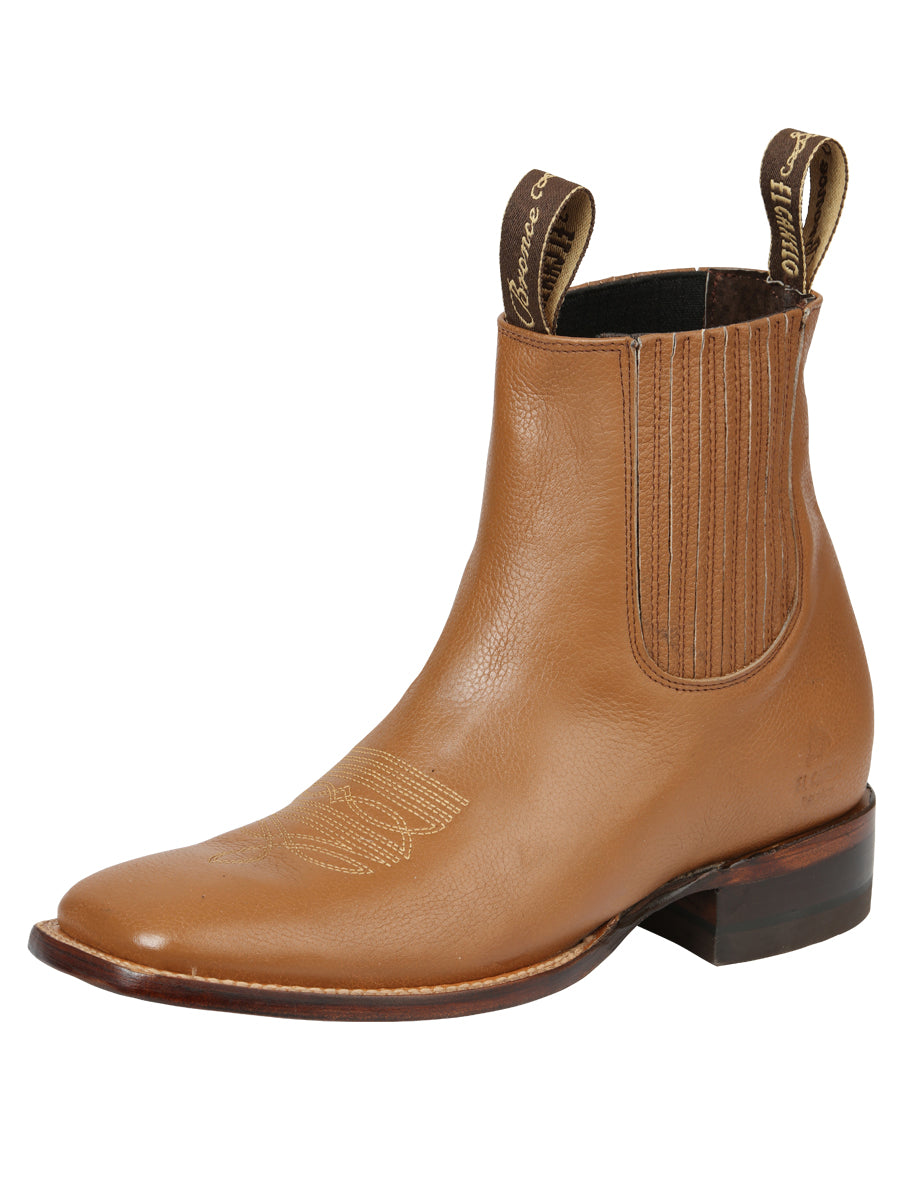 Botines Vaqueros Rodeo Clasicos de Piel Genuina para Hombre 'El Canelo' - ID: 45754 Botines Vaqueros Rodeo El Canelo Camel