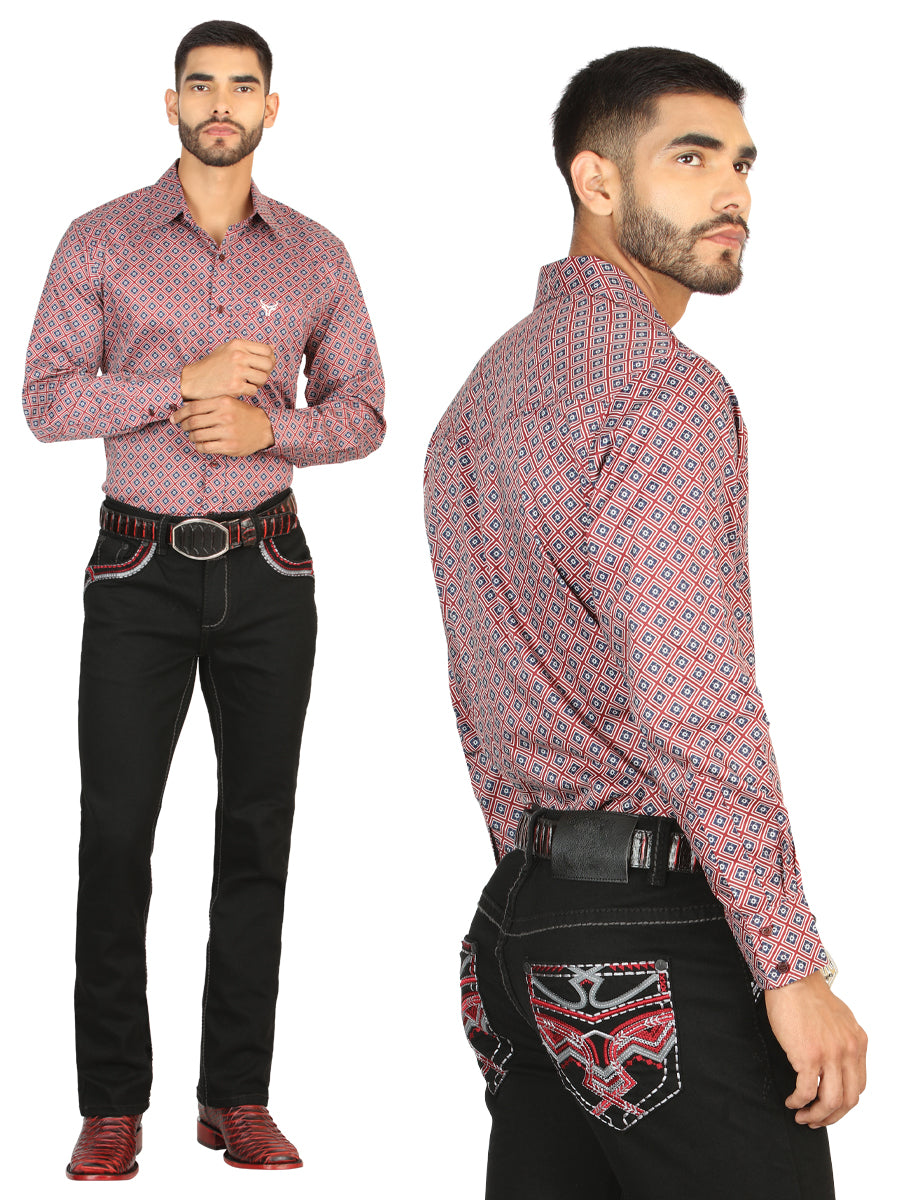 Pantalon Vaquero de Mezclilla Boot Cut, Bordado Stretch Negro para Hombre 'El General' - ID: 45854 Pantalones de Vaquero El General Black