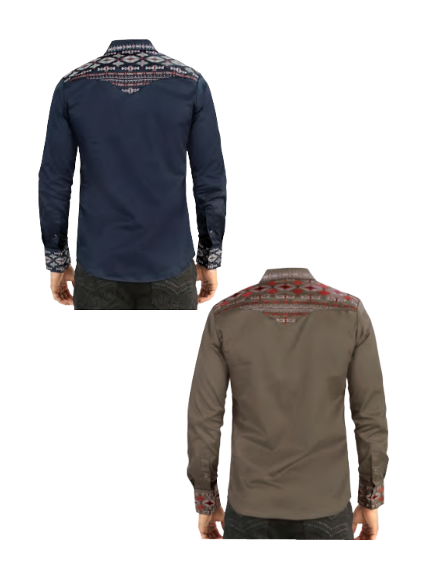 Camisa Vaquera Bordada Manga Larga de Broches para Hombre 'Lamasini' - ID: 2212 Camisas Bordadas Lamasini