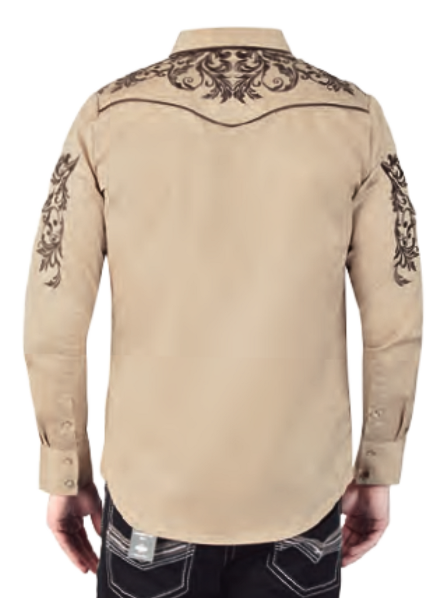 Camisa Vaquera Bordada Manga Larga para Hombre 'Lamasini' - ID: 2206 Camisas Bordadas Lamasini