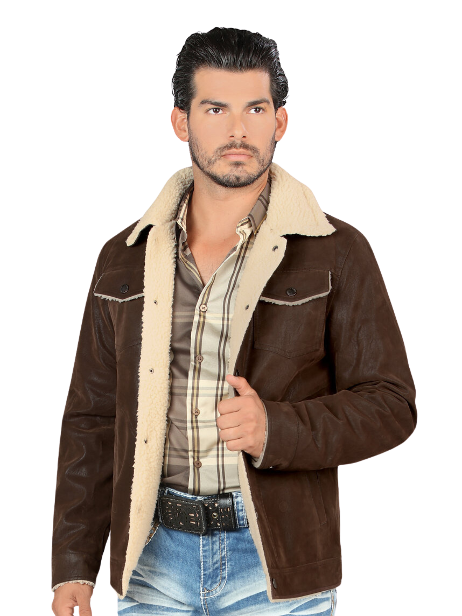 Leather Jacket Chamarras Vaqueras Hombre Chamarra De Borrego Cafe