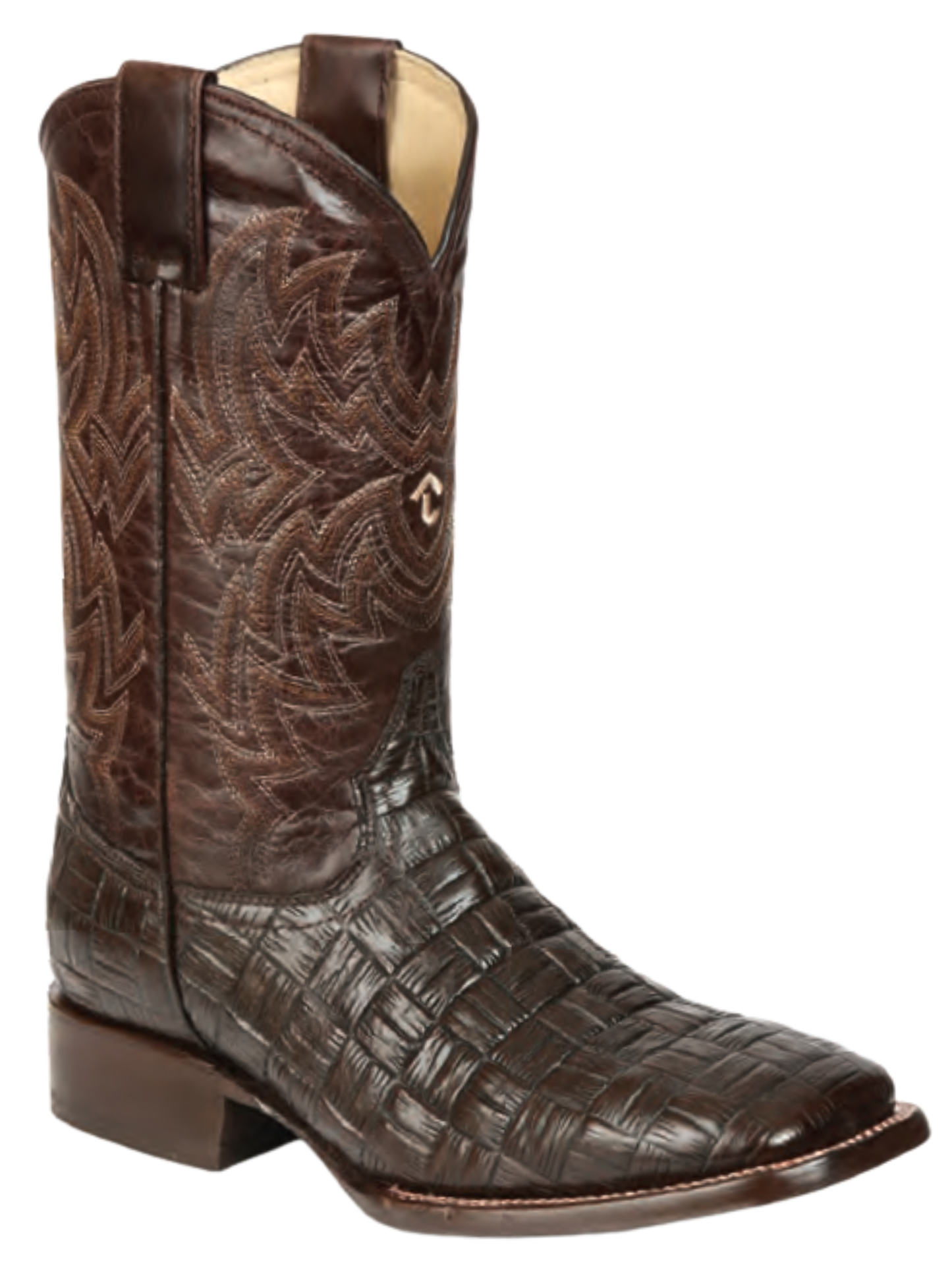 Botas Vaqueras Rodeo Imitacion de Tejido Grabado en Piel Vacuno para Hombre 'El General' - ID: 45478 Botas Petatillo Print El General