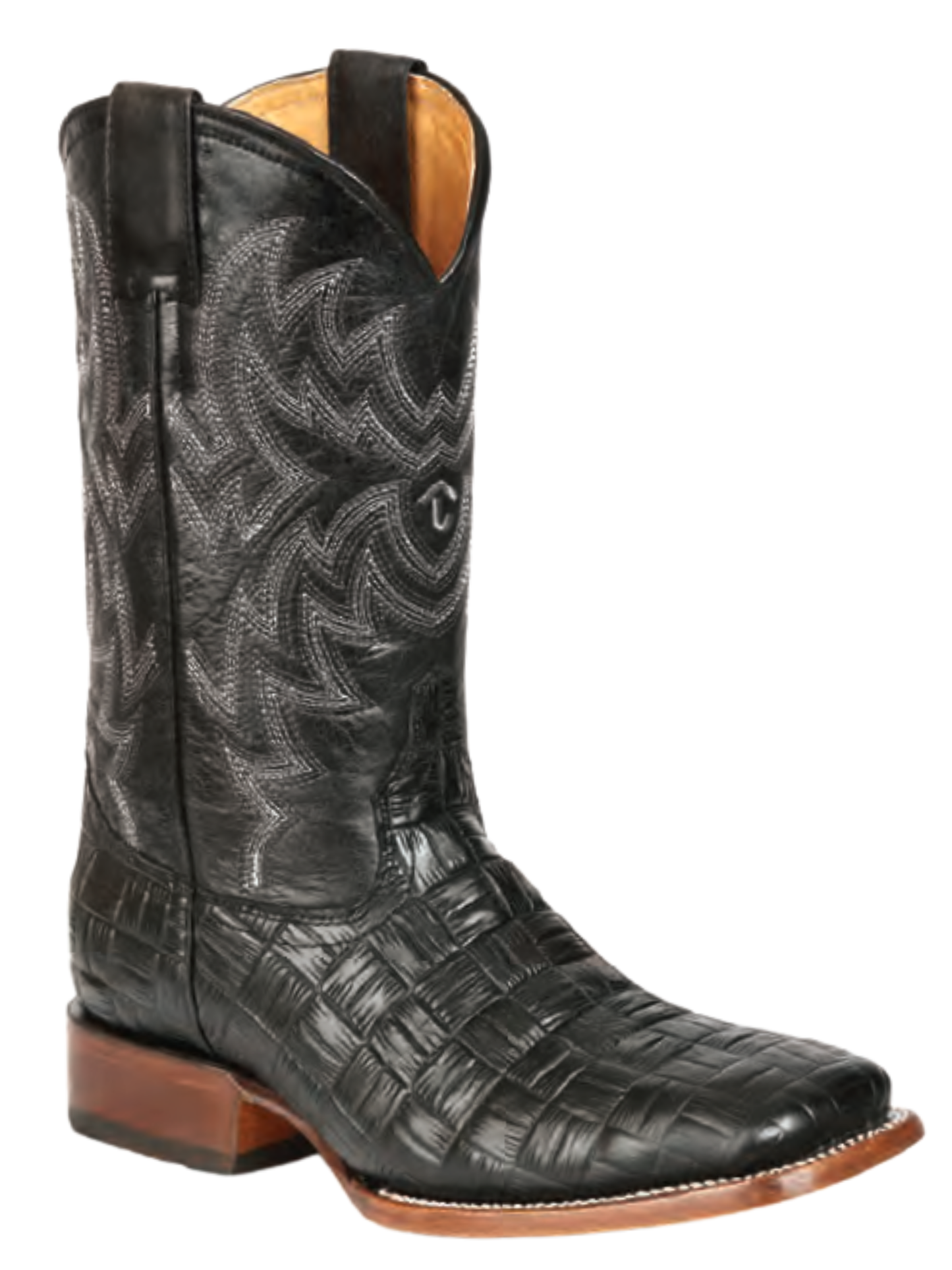 Botas Vaqueras Rodeo Imitacion de Tejido Grabado en Piel Vacuno para Hombre 'El General' - ID: 45550 Botas Petatillo Print El General