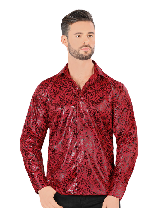 Camisa Casual Manga Larga Estampada para Hombre 'Montero' - ID: 0805 Casual Shirt Montero Red