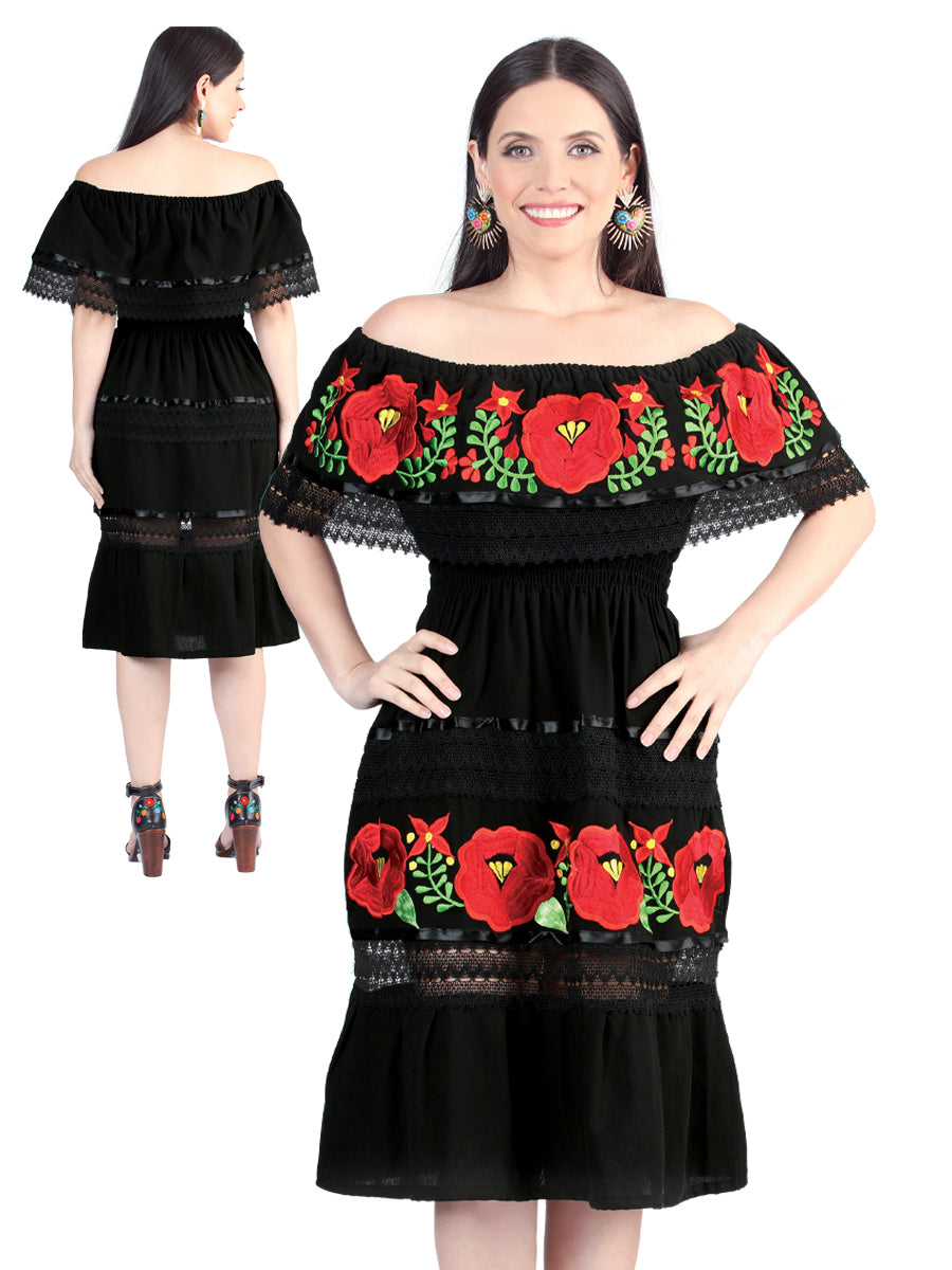 Handmade Olan Dress Embroidered with Flowers Handmade Dress