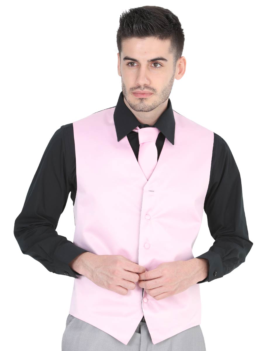 Chaleco de vestir ajustado para hombre, color rosa empolvado de 2.5 pulgadas
