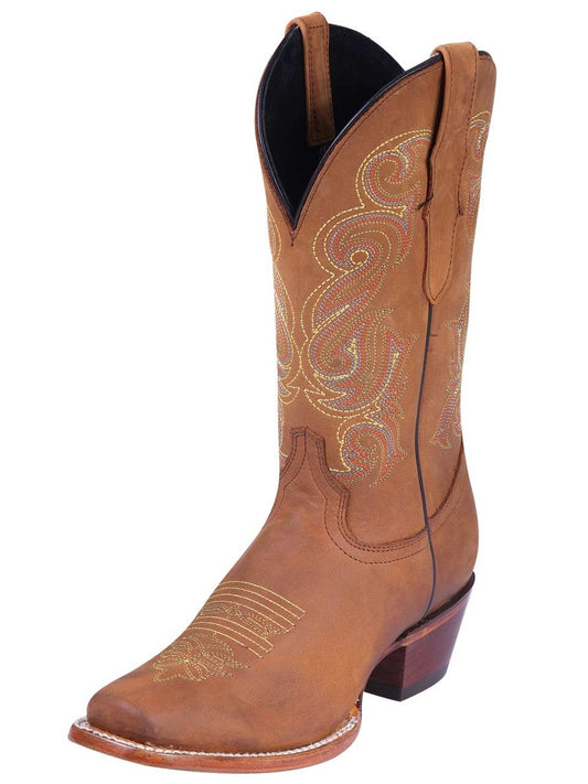 Botas Vaqueras Rodeo Clasicas de Piel Nobuck para Mujer 'El General' - ID: 40660 Cowgirl Boots El General Tan