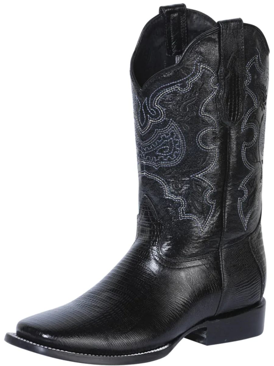 Men Western Leather square toe Bull Cowboy BOOTS Botas Vaqueras Punta Chata