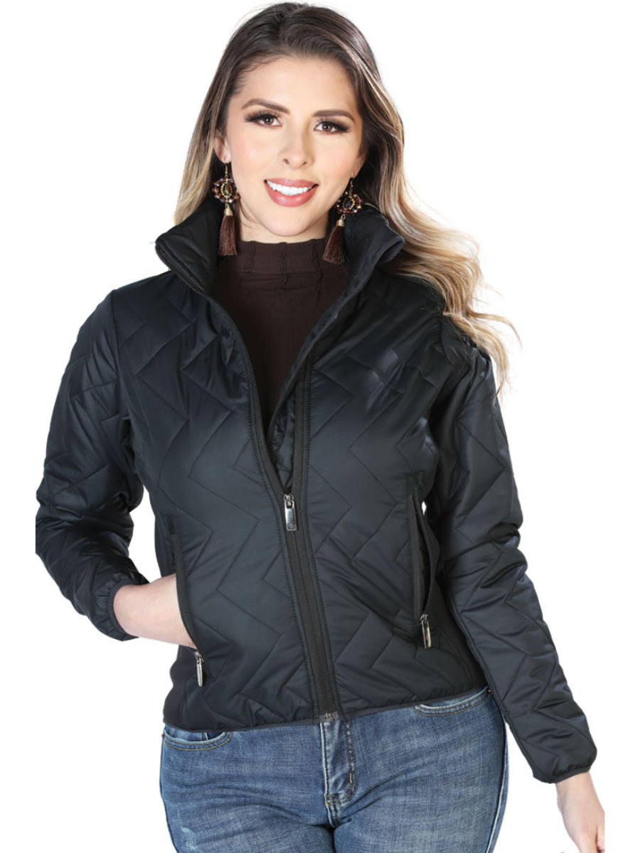 Chamarra Acolchada Ultraligera Calidad Suprema AAA Negro para Mujer El General ID 43331