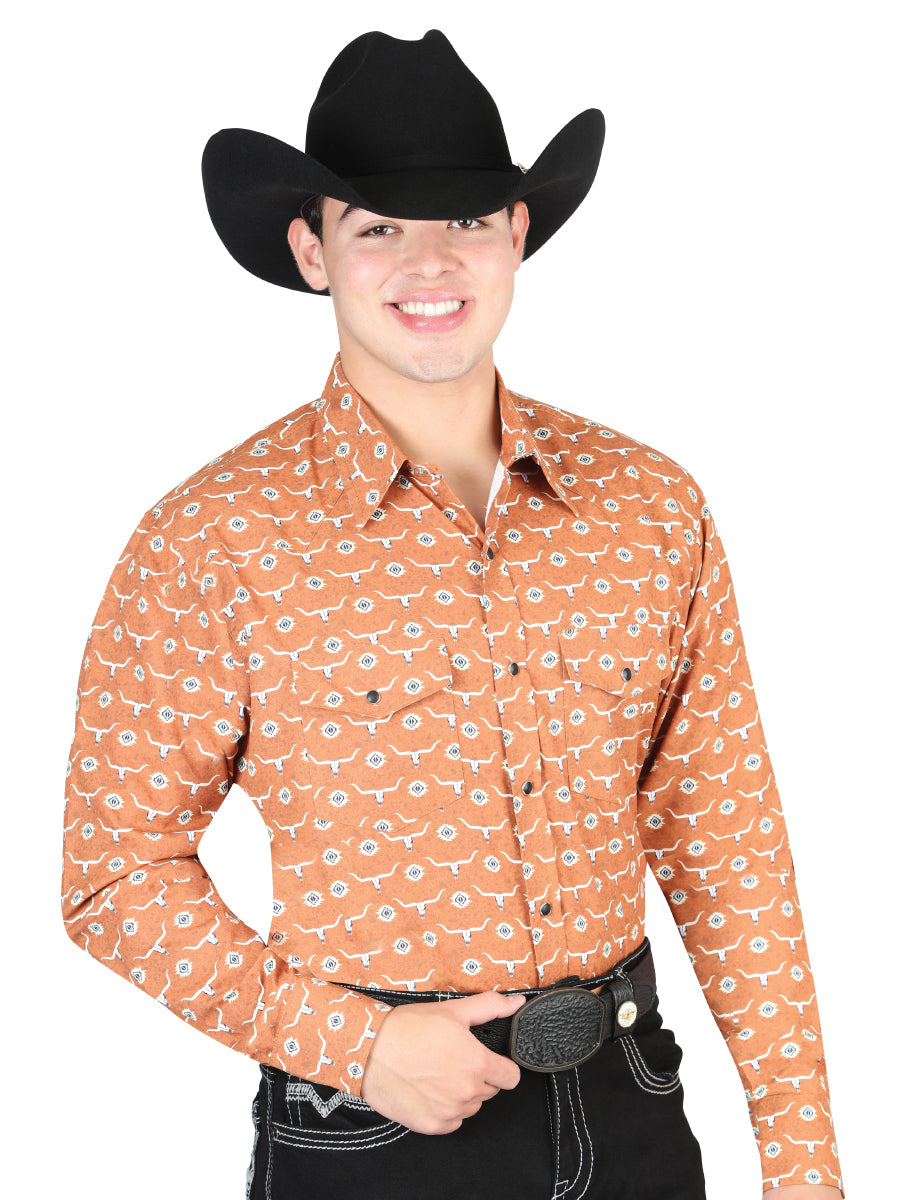 orange dress shirts for men El General Orange Western Shirt 44328 CABALLERO / M