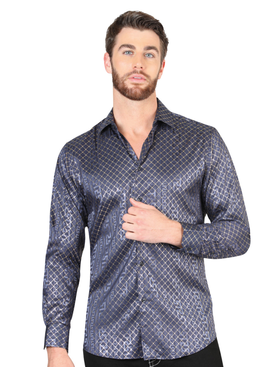 Camisa manga larga discount hombre azul marino