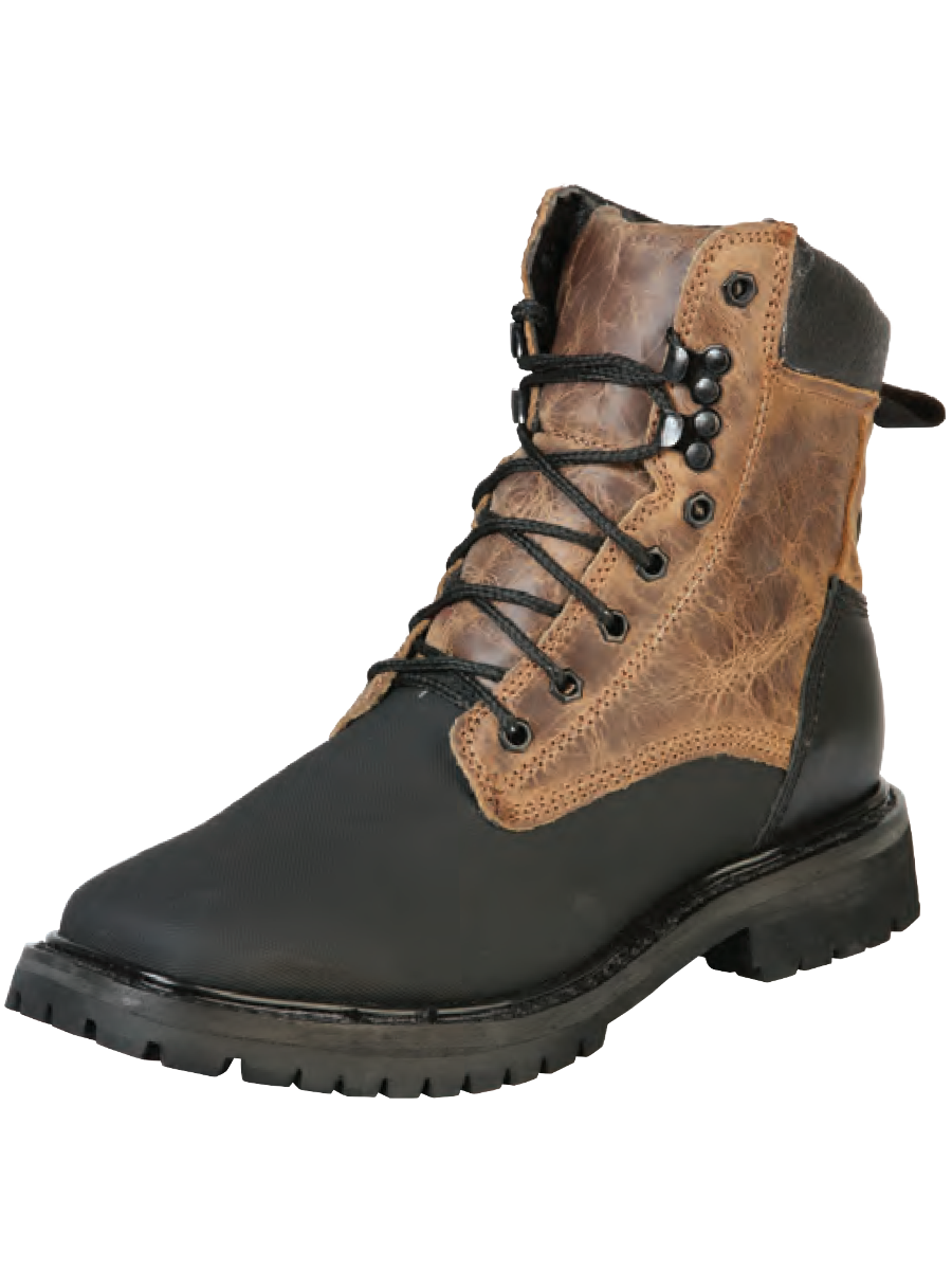 Botines de Trabajo de Agujetas con Punta Suave de Piel Genuina para Hombre El General ID 51268