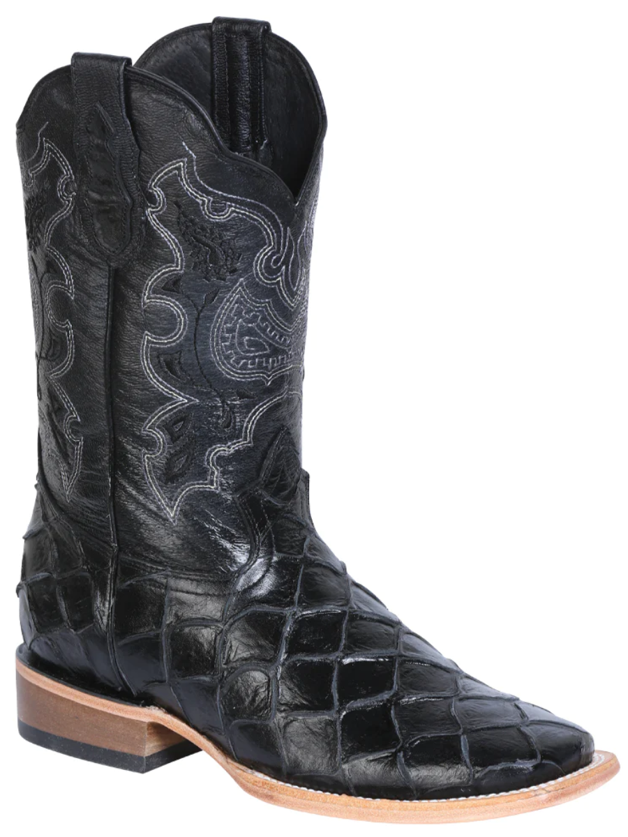 Botas Vaqueras Rodeo Imitacion de Monster Fish Grabado en Piel Vacuno para Hombre 'El General' - ID: 41792 Botas Monster Fish Print El General