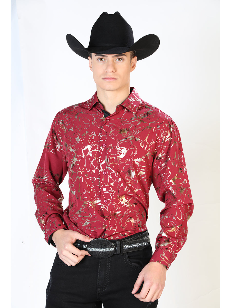 Cinch Women's Long Sleeve Red Pearl Snaps Print Shirt