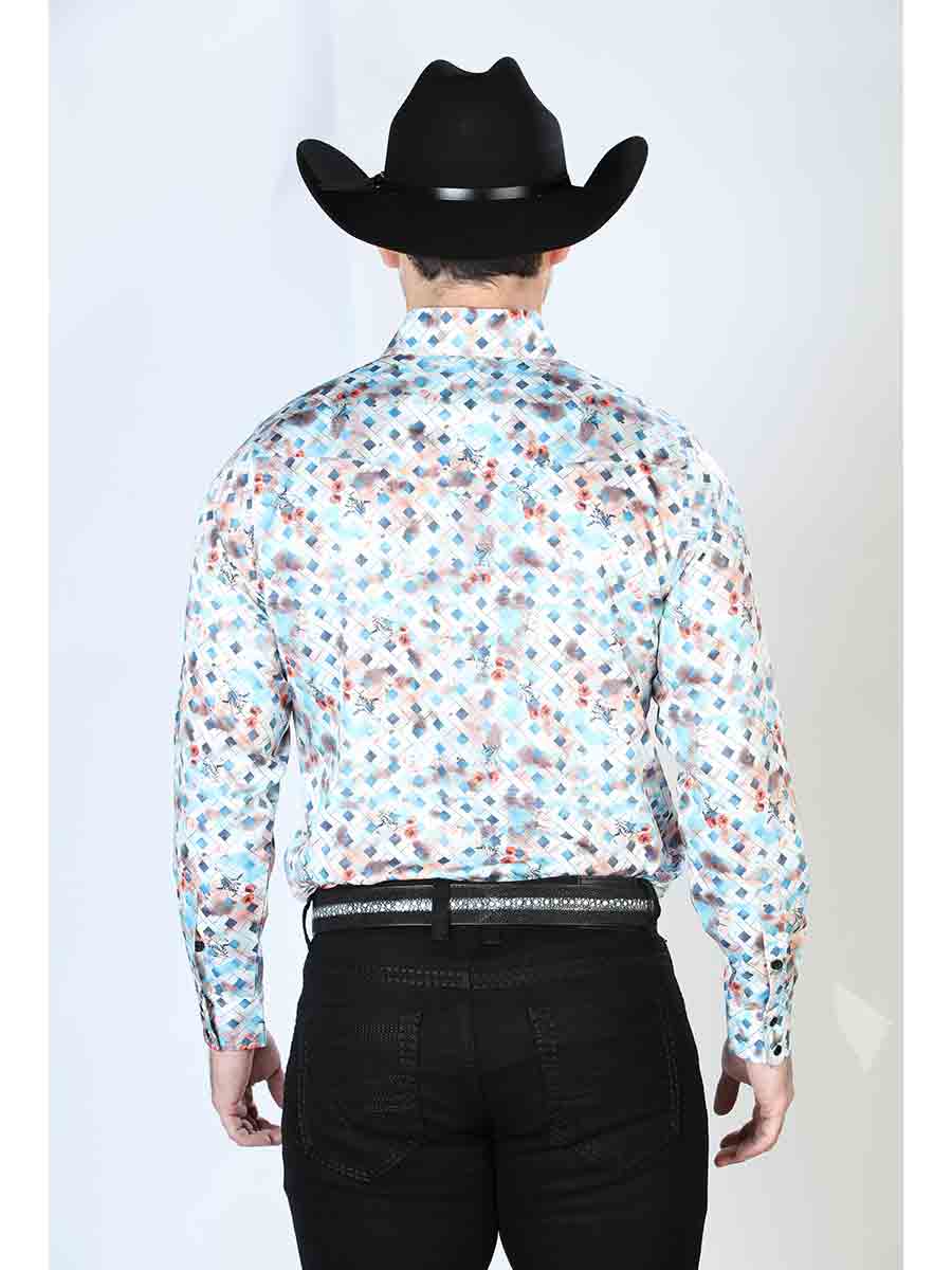 Camisa Vaquera Manga Larga de Broches Estampada Multicolor para Hombre 'El Señor de los Cielos' - ID: 43933 Camisas Estampadas El Señor de los Cielos