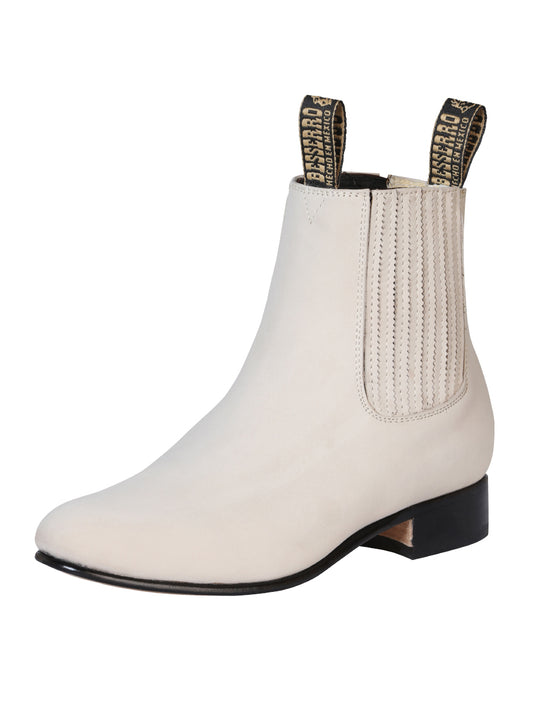 Classic Nobuck Leather Charro Ankle Boots for Men 'El Besserro' - ID: 205