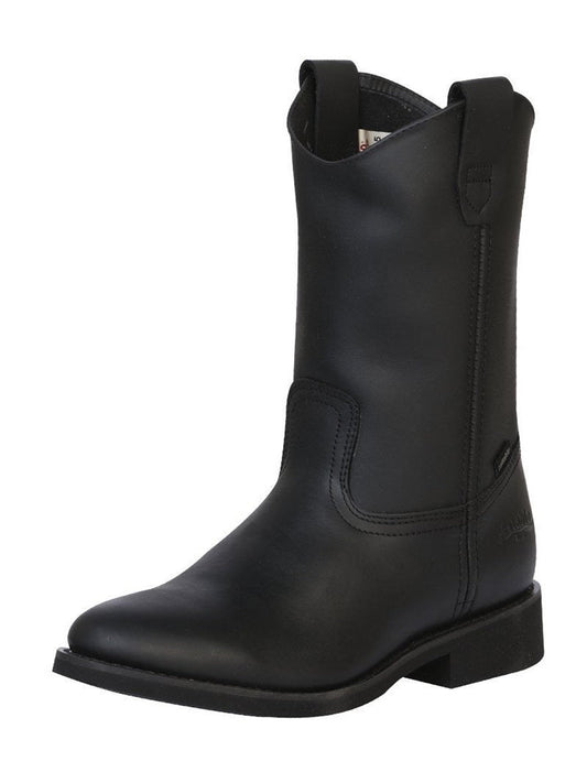 Men's Genuine Leather Soft Toe Pull-On Tube Work Boots 'Establo' - ID: 311 Work Boots Establo Black