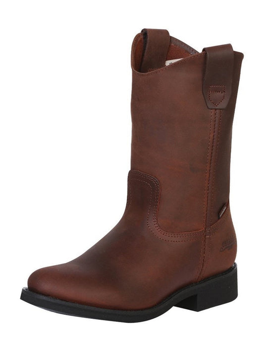 Men's Genuine Leather Soft Toe Pull-On Tube Work Boots 'Establo' - ID: 315 Work Boots Establo Cafe