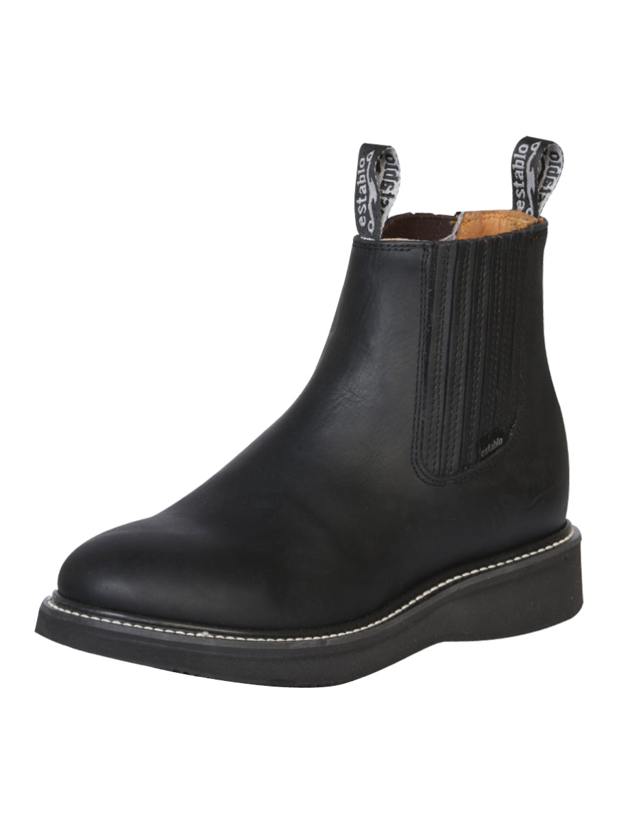 Pull-On Work Boots with Soft Toe in Genuine Leather for Men 'Establo' - ID: 320 Work Boots Establo Black