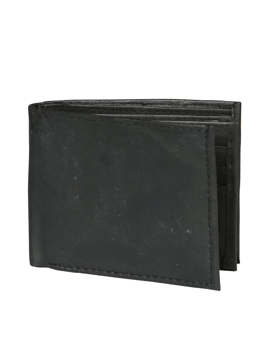 Billetera Delgada Bifold de Piel Genuina de Borrego 'El General' - ID: 2571 Billeteras El General Black