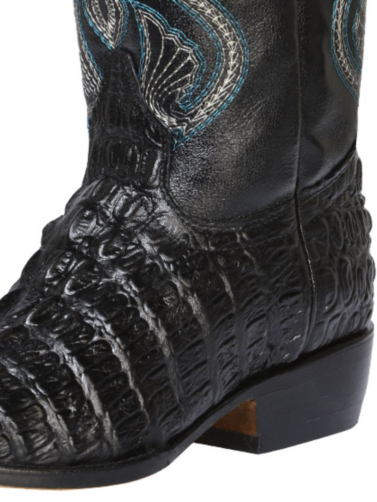 Kids - Cowboy Boots Imitation of Caiman Tail Engraving in Bovine Leather for Children 'Montenegro' - ID: 5832