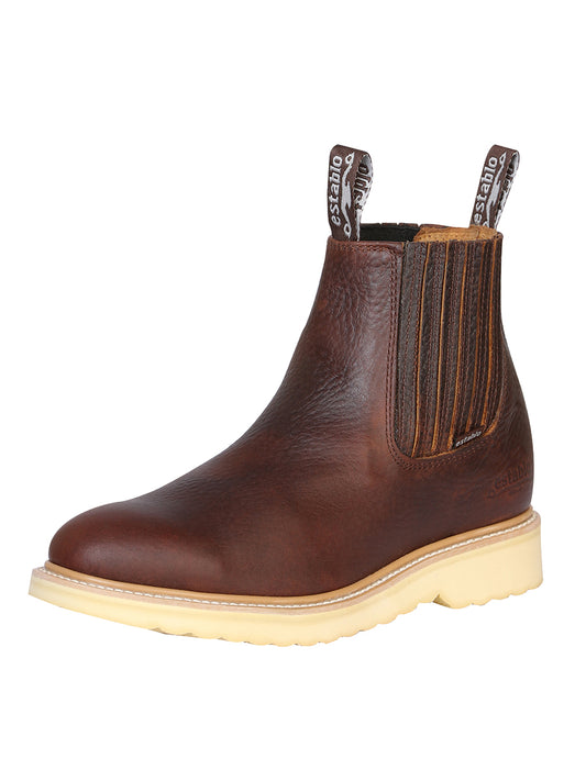 Pull-On Work Boots with Soft Genuine Leather Tip for Men 'Stable' - ID: 22953