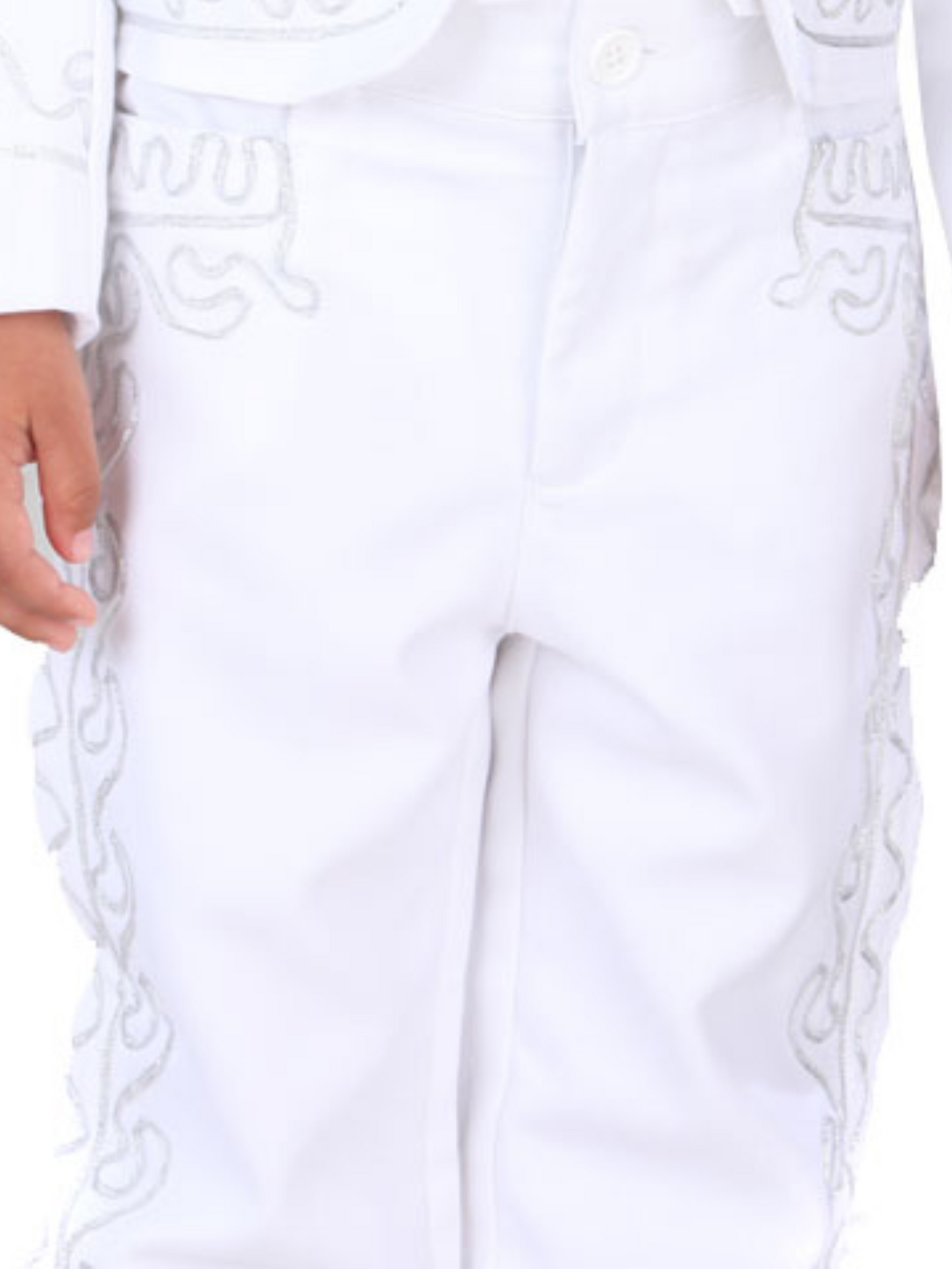 White / White / Red Embroidered Charro Suit for Children 'El General' - ID: 34263