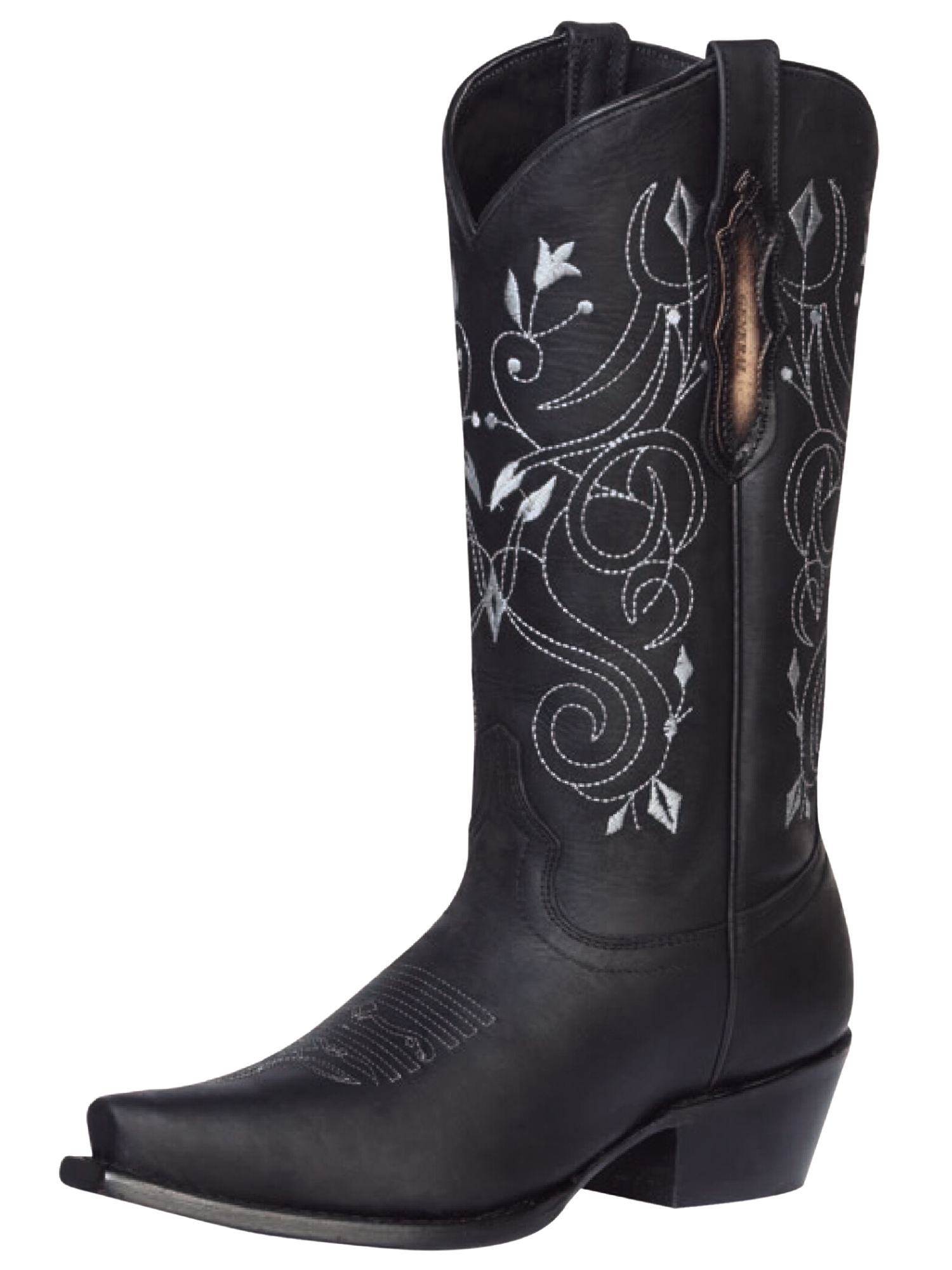 Botas Vaqueras Retro Clasicas de Piel Genuina para Mujer 'El General' - ID: 34514 Cowgirl Boots El General Negro