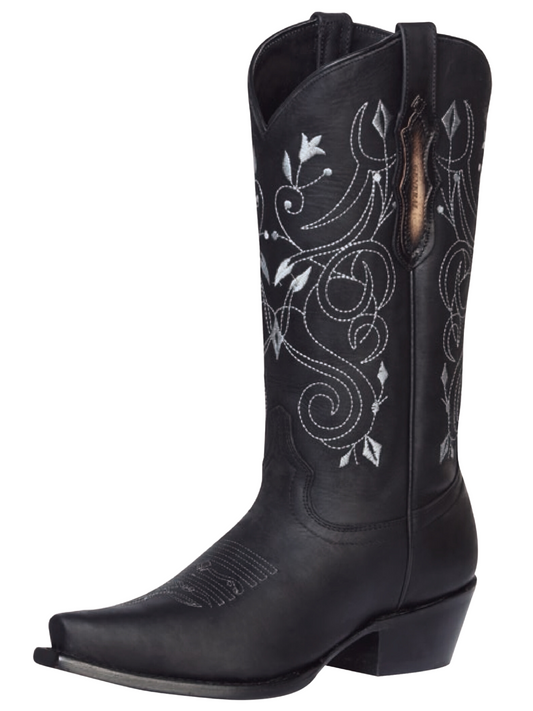 Classic Retro Genuine Leather Cowboy Boots for Women 'El General' - ID: 34514 Cowgirl Boots El General Black