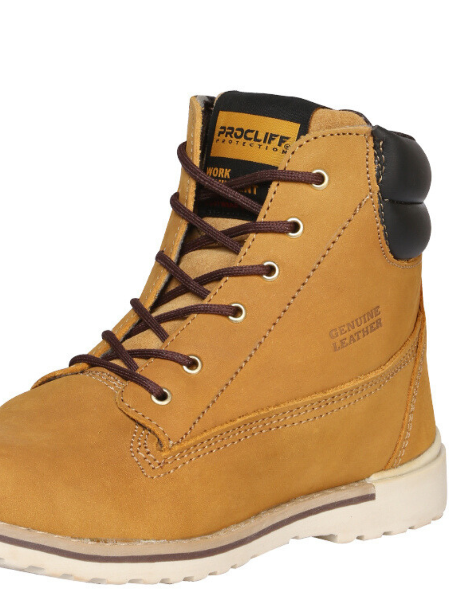 Genuine Leather Soft Toe Lace-up Work Boots for Women Youth 'Procliff Protection' ID: 35202