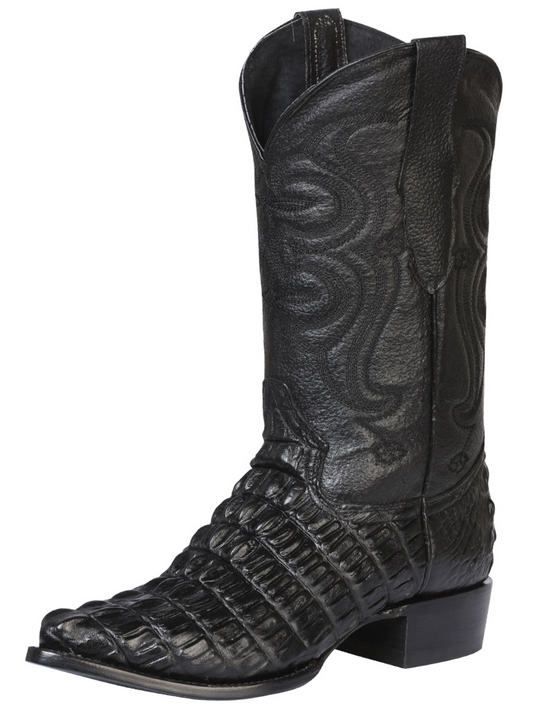Cowboy Boots Imitation of Caiman Cola Engraved in Cowhide Leather for Men 'El Señor de los Cielos' - ID: 40842 Cowboy Boots El Señor de los Cielos Black
