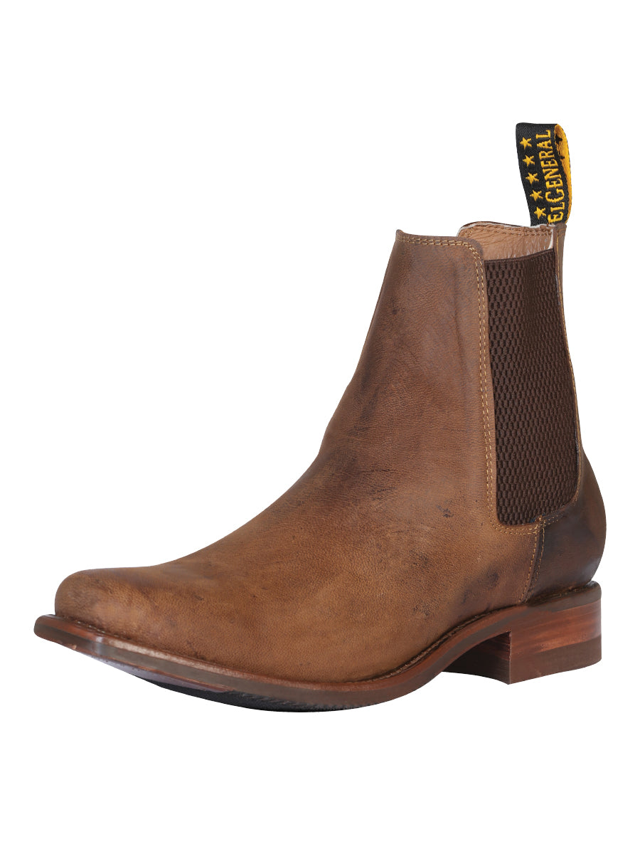 Classic Goatskin Rodeo Cowboy Boots for Men 'El General' - ID: 41500