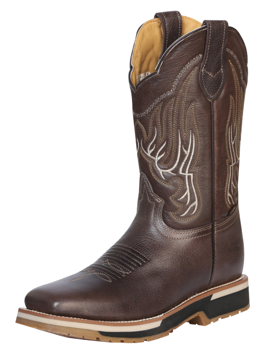 Men's Genuine Leather Soft Toe Pull-On Tube Rodeo Work Boots 'Establo' - ID: 41539 Work Boots Establo Cafe