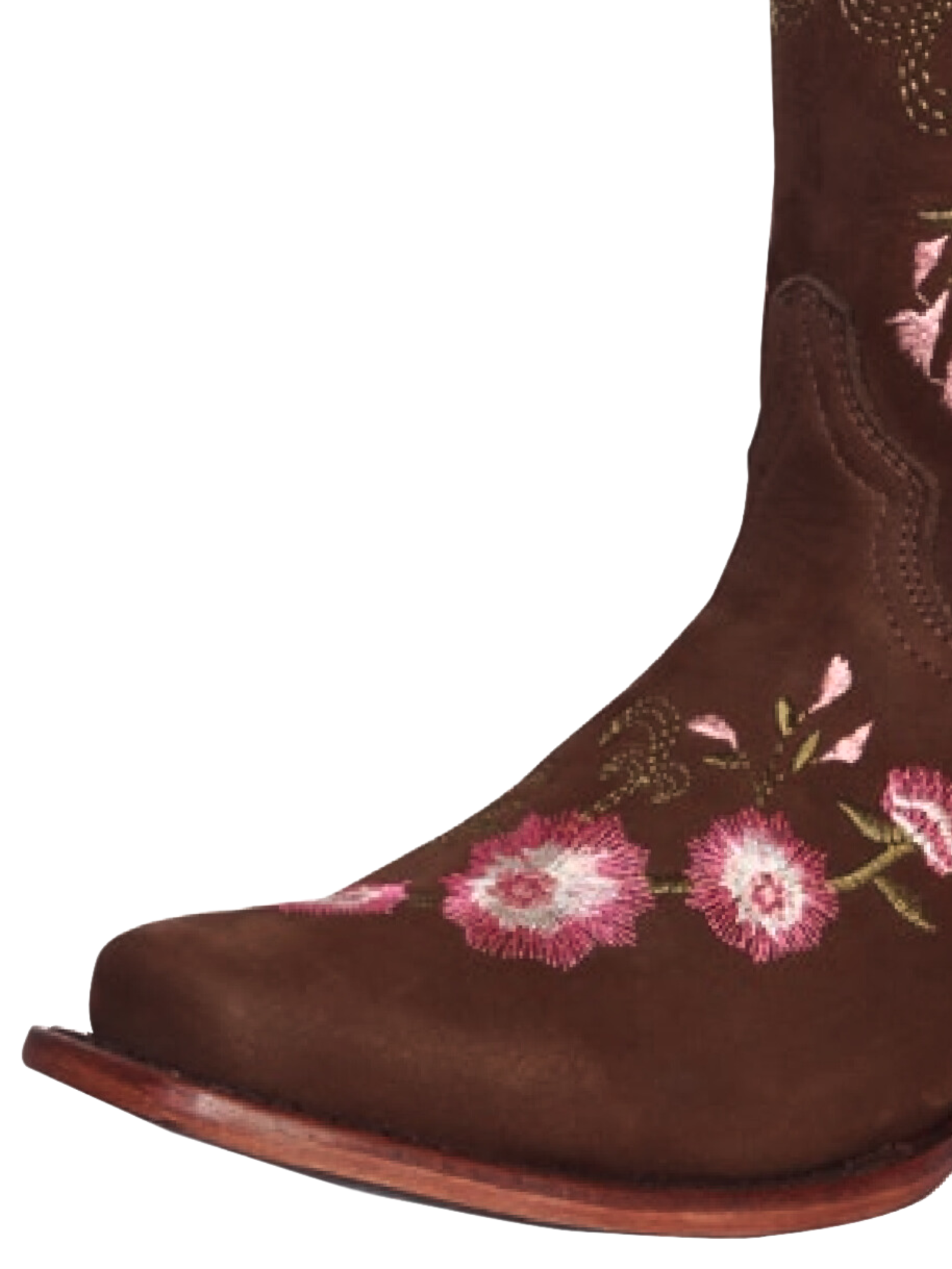 Botas Vaqueras Rodeo con Tubo Bordado de Flores de Piel Nobuck para Mujer 'El General' - ID: 41842 Cowgirl Boots El General 