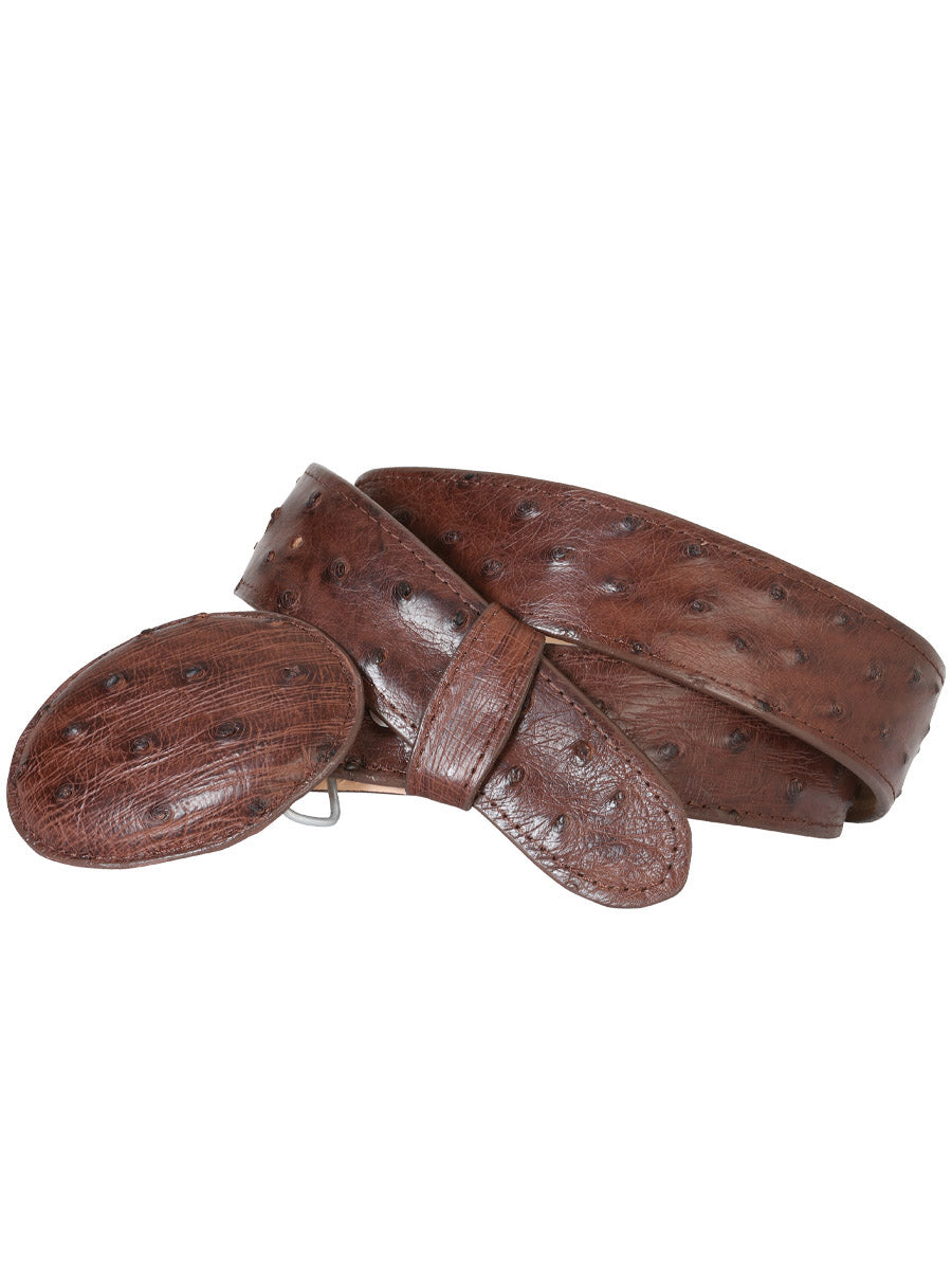 Original Ostrich Exotic Cowboy Belt for Men with Oval Buckle, 1 1/2" Width '100 Years' - ID: 42158