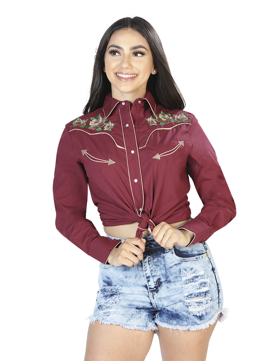 Rockmount Women's Vintage Tooling Embroidery Denim & Red Western Shirt