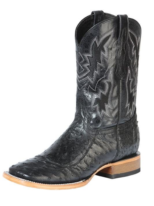 Original Ostrich Neck Exotic Rodeo Cowboy Boots for Men '100 Years' - ID: 43639 Cowboy Boots 100 Years Black