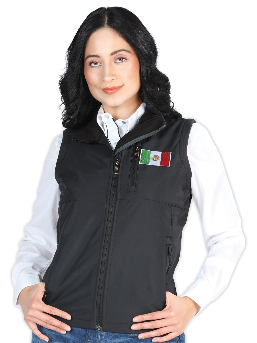 Black Mexican Flag Vest for Women 'El Señor de los Cielos' - ID: 44133 Vest El Señor de los Cielos Black