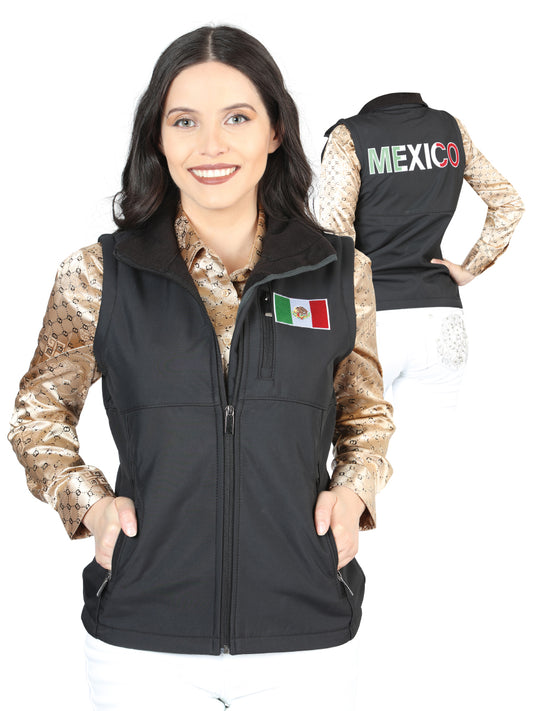 Black Mexican Flag Vest for Women 'El Señor de los Cielos' - ID: 44133 Vest El Señor de los Cielos Black