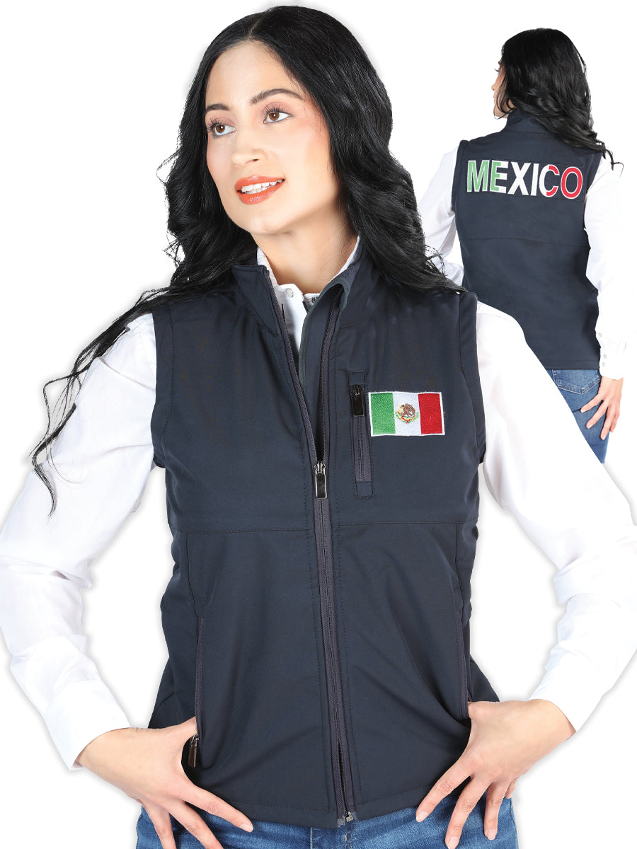 Navy Blue Mexican Flag Vest for Women 'The Lord of the Skies' - ID: 44134 Vest The Lord of the Skies