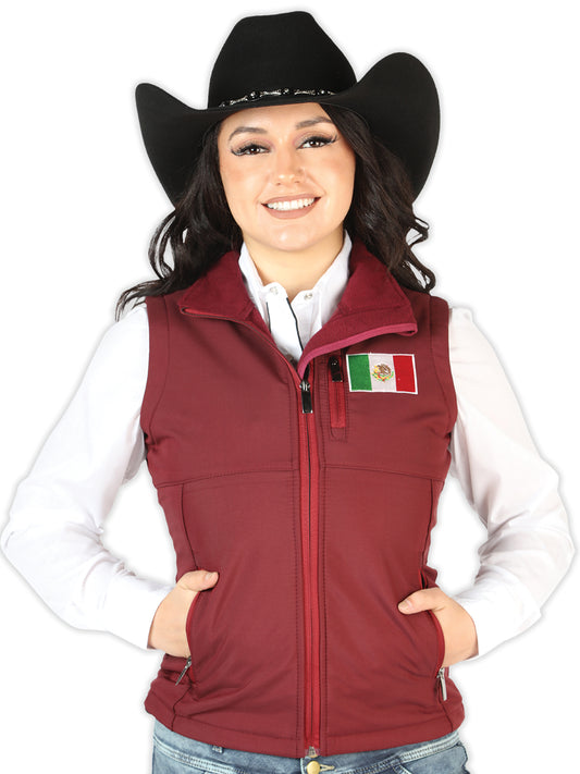 Chaleco Bandera de Mexico Burgandy para Mujer 'El Señor de los Cielos' - ID: 44135 Vest El Señor de los Cielos Burgandy