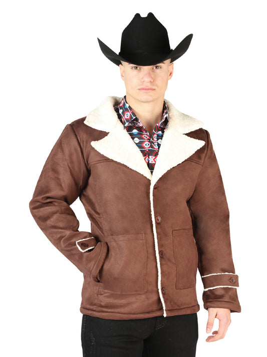 Supreme Quality Brown Denim Leather Jacket for Men 'El General' - ID: 44140 Suede Western Jacket El General Brown
