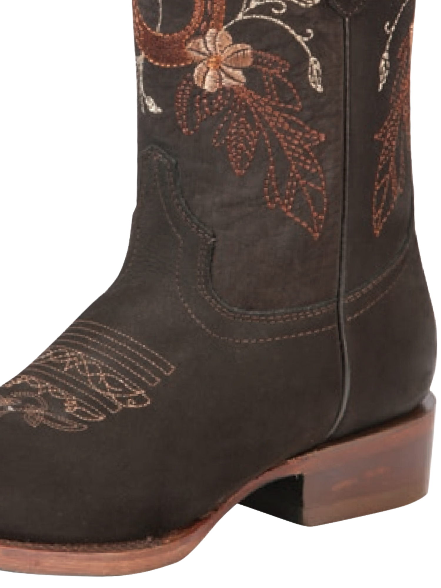 Botas Vaqueras Rodeo con Bordado de Flores de Piel Nobuck para Mujer 'El General' - ID: 44168 Cowgirl Boots El General 