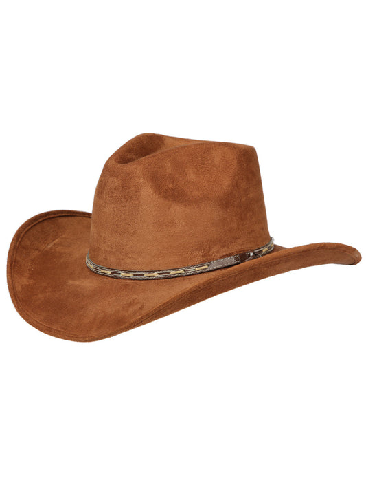 Sombrero Vaquero Horma Indiana de Gamuza Faux para Hombre / Unisex 'El General' Indiana El General Tabaco