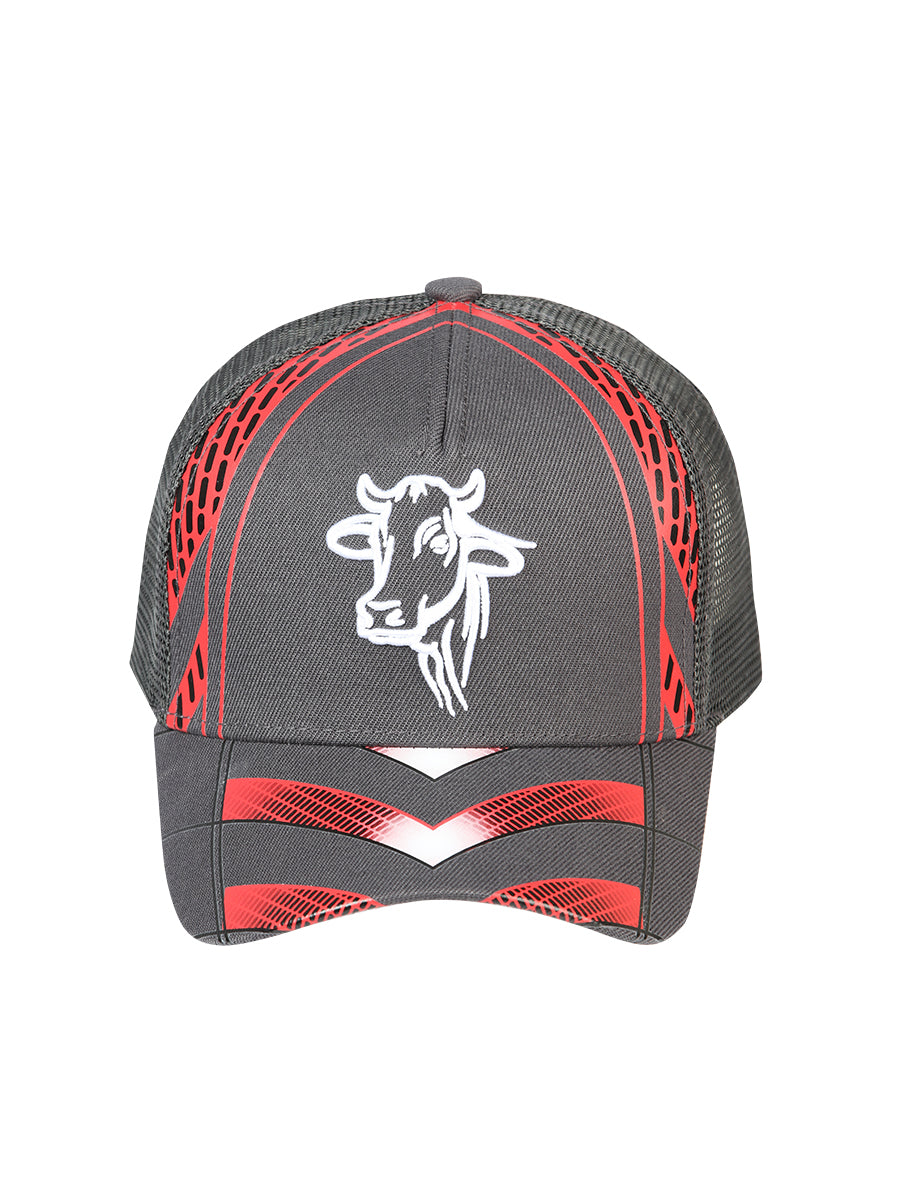 Gorra Bordada Toro de Poliester 'El General' - ID: 44372 Gorras El General Gray/Red